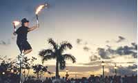 Street performer at Mallory Square Dock during sunset festivities